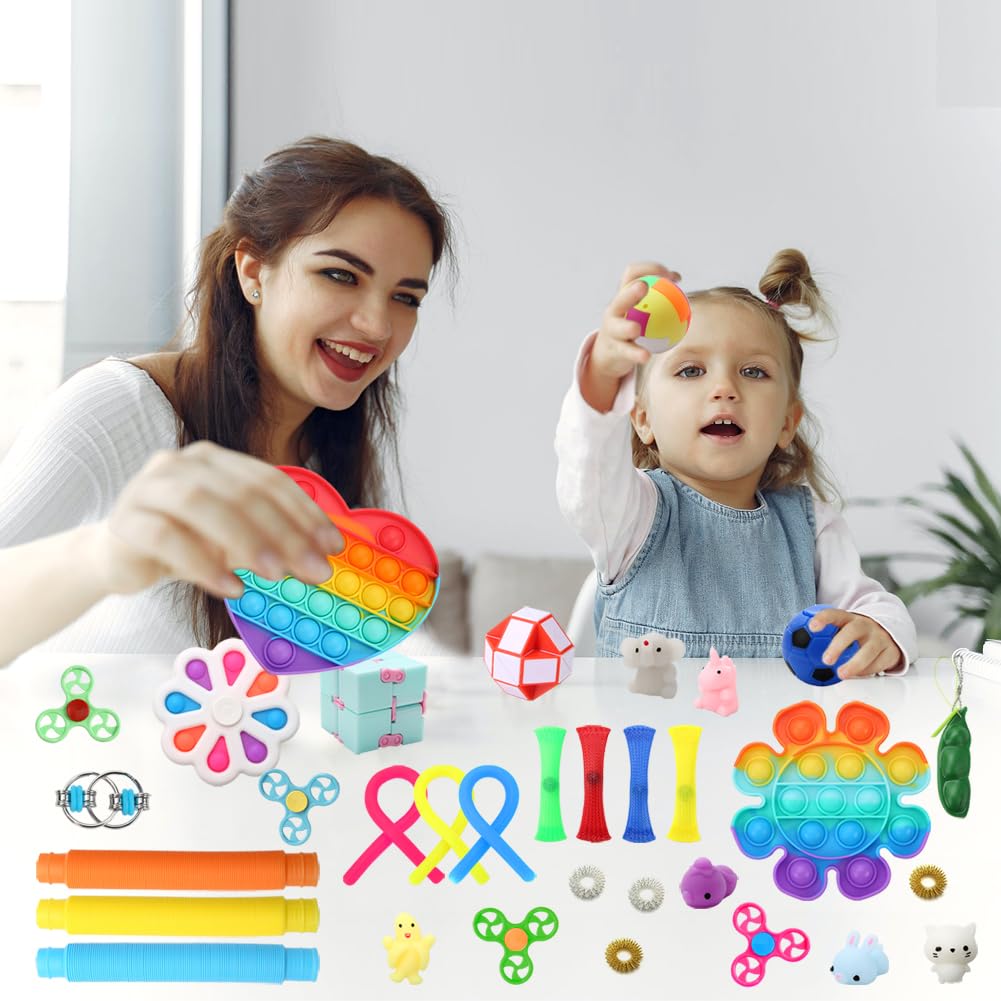 Fidget Simple Fidget Pack, 35pcs Fidget Toys Set with Popping Fidget Sensory Toys for Kids and Adults Simple Fidget Stress Relief Kit Gift for Party Classroom Christmas Stocking