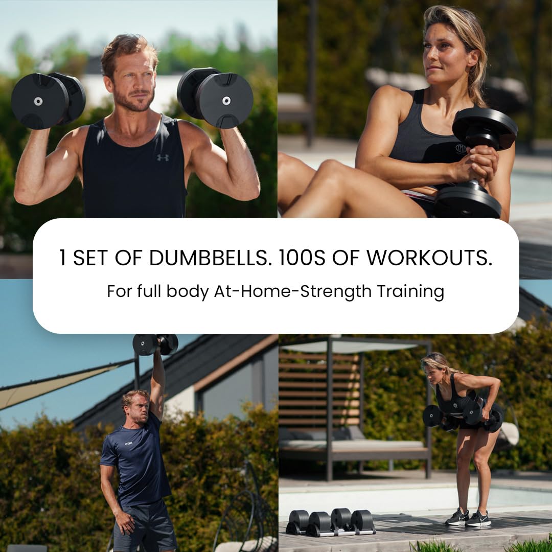 NÜOBELL Adjustable Dumbbell Pair 5-80 lbs: the Adjustable Dumbbells and Free Weights You've Always Wanted for Home Gym, Weight Benches and Dumbbell Exercise