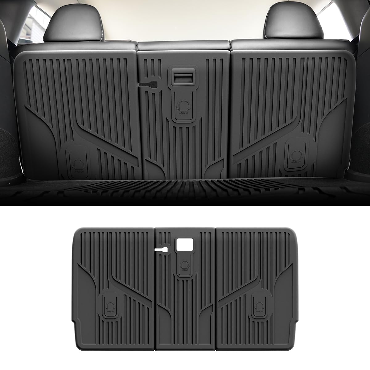 LASFIT Premium Extra Thick Rear Seat Back Covers for Tesla Model Y 2025/2024/2023/2022/2021/2020 | TPE Custom Fit Waterproof Model Y Accessories 5/7 Seater Second Row Back Seat Protector Mat Liner