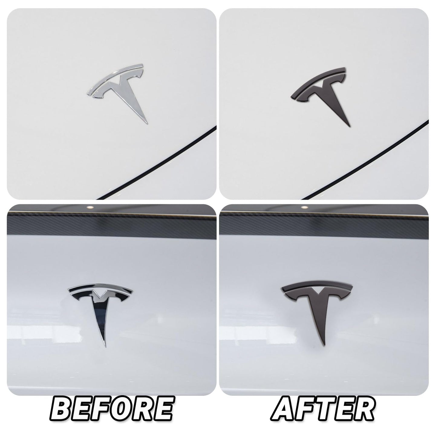 Emblem Accessories for Tesla Model 3 Logo Sticker 2023 2022-2017 Model 3 Decals (Black)