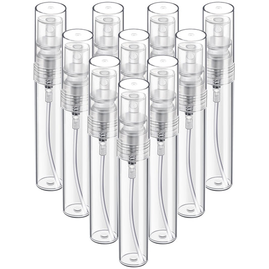 Fandamei Mini Spray Bottle, 10 Pack 5ml Mini Plastic Spray Bottle Empty, Fine Mist Refillable Mini Perfume Bottle, Perfume Atomizer, Small Sample Containers, Plastic Portable Travel Bottle, Clear