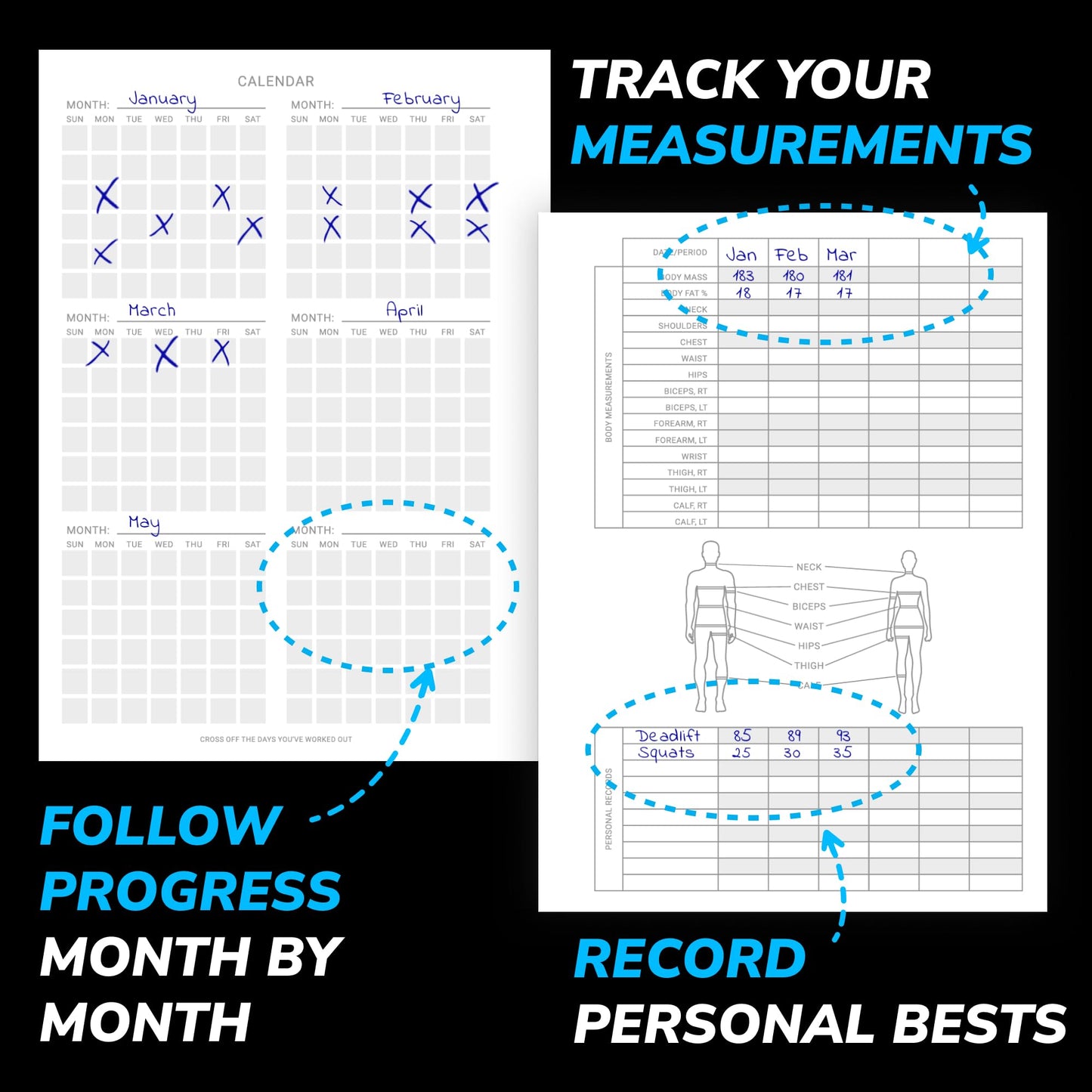 Undated Fitness Log Book & Workout Planner - Designed by Experts Gym Notebook, Workout Tracker, Exercise Journal for Men Women
