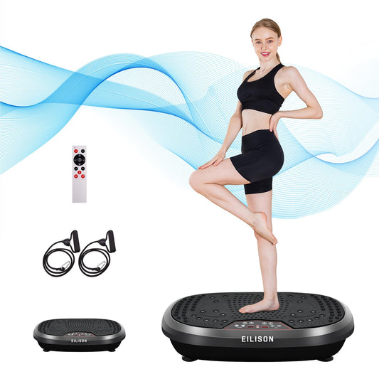 EILISON FitMax 3D XL Vibration Plate Exercise Machine - Whole Body Workout Vibration Platform w/Loop Bands - Lymphatic Drainage Machine for Weight Loss, Shaping, Wellness, Recovery