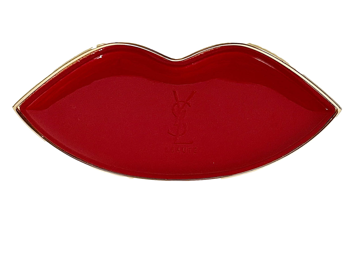 Yves Saint Laurent Small RED KISS Lips Beauty YSL Mirror Compact Makeup Fashion Mirror (4" L x 2" H) - 9478
