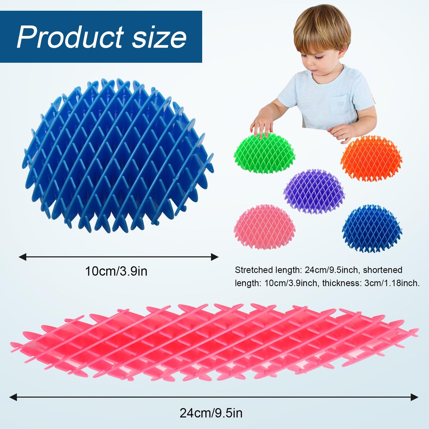 5 Pack Mini Fidget Worm Toys for Kids 8-12, Elastic Mesh Toys, Stress Relief Sensory Toys, 3D Bulk Fidget Toys for Adults Party Favors