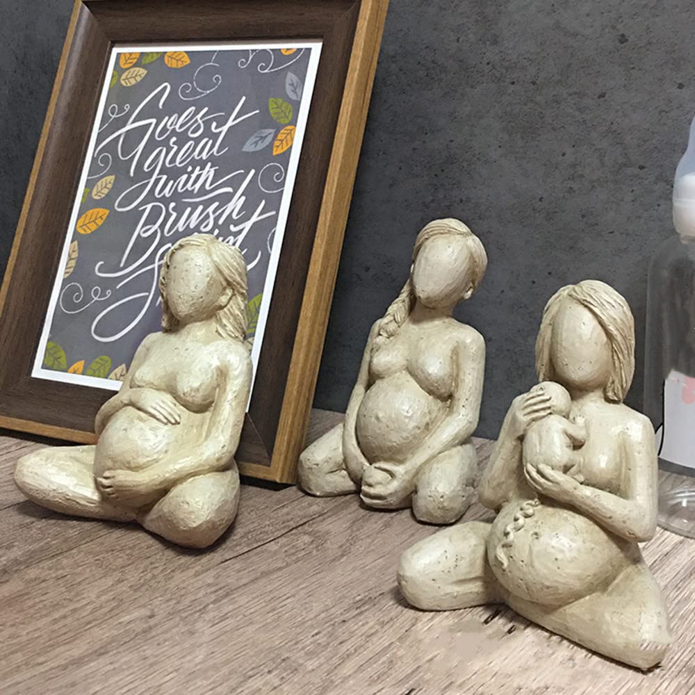 CHBDJY Pregnant Women Body Statue, Woman Postpartum Figure, Great Mother Sculpture for Home Decor, Baby Birth Process Memorial Statue, Collectible Gifts