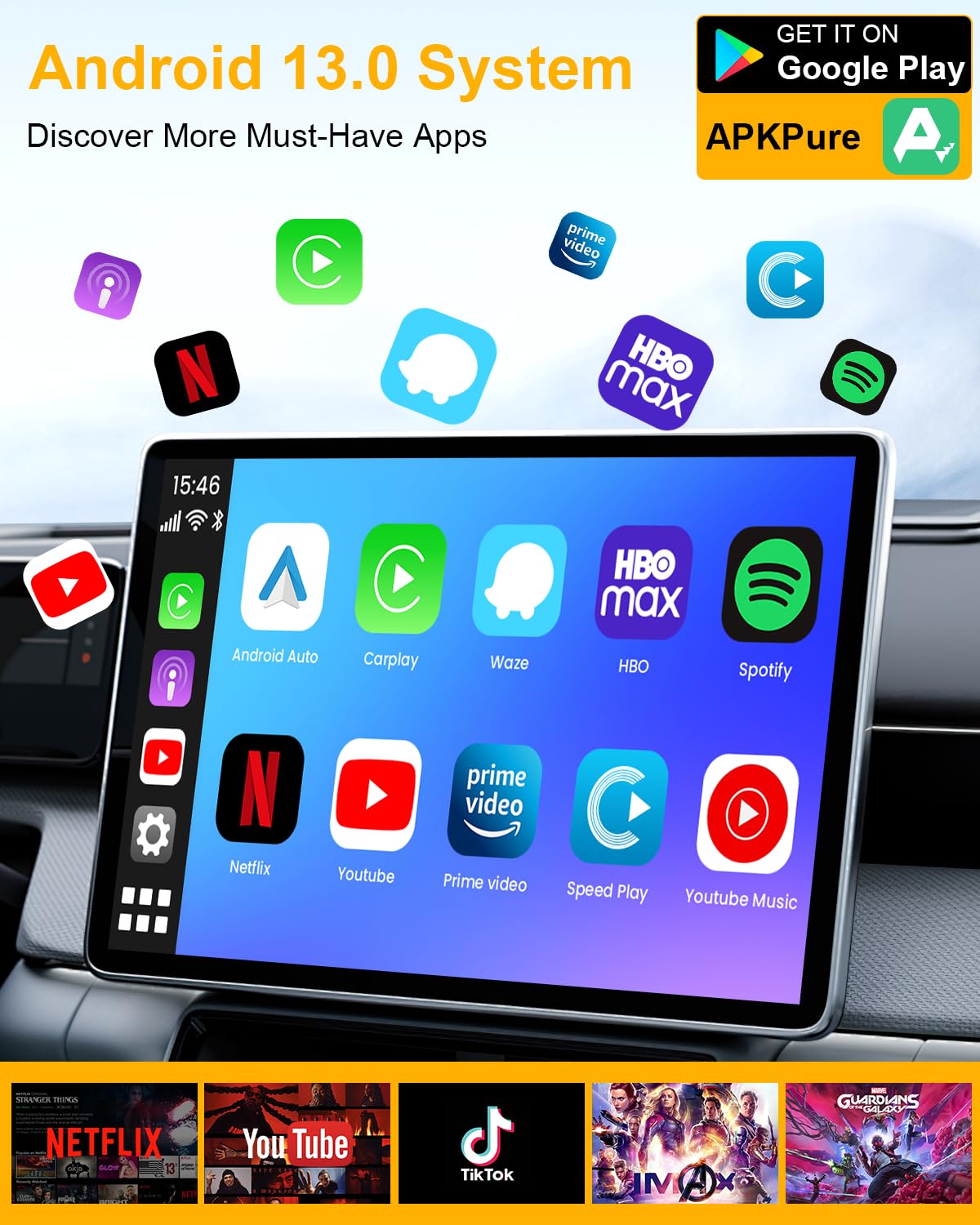 5 in 1 Wireless CarPlay Adapter with Netflix YouTube, 2025 New Carplay Wireless & Android Auto Adapter Converts Wired to Wireless Carplay Dongle Magic CarPlay Ai Box Streaming Video for iPhone/Android