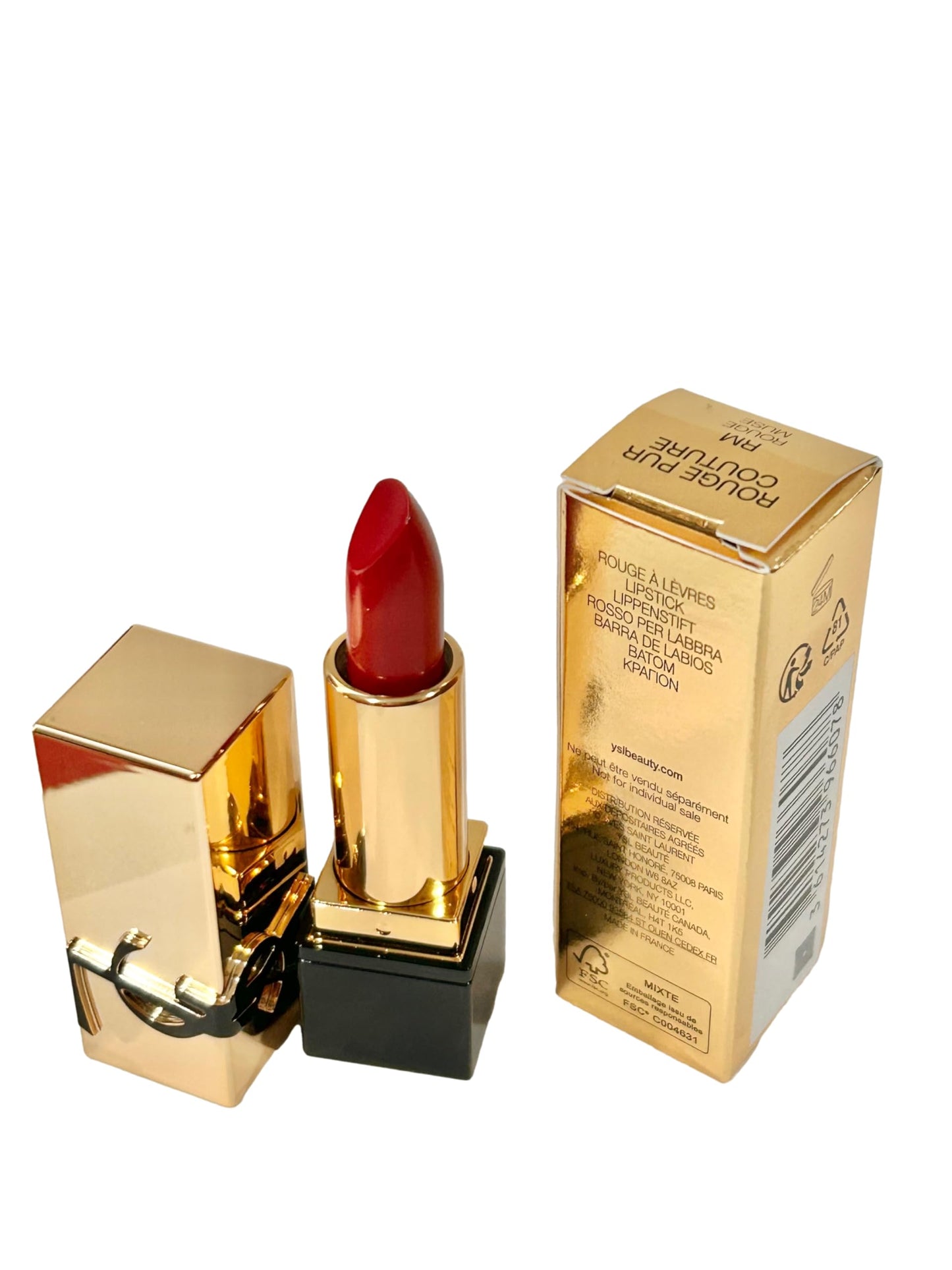 Yves Saint Laurent YSL Rouge Pur Couture Lipstick Color # RM ROUGE MUSE (RED) (MINI/SMALL/SAMPLE SIZE/TRAVEL SIZE) 0.04 OZ / 1.3 G - 6078