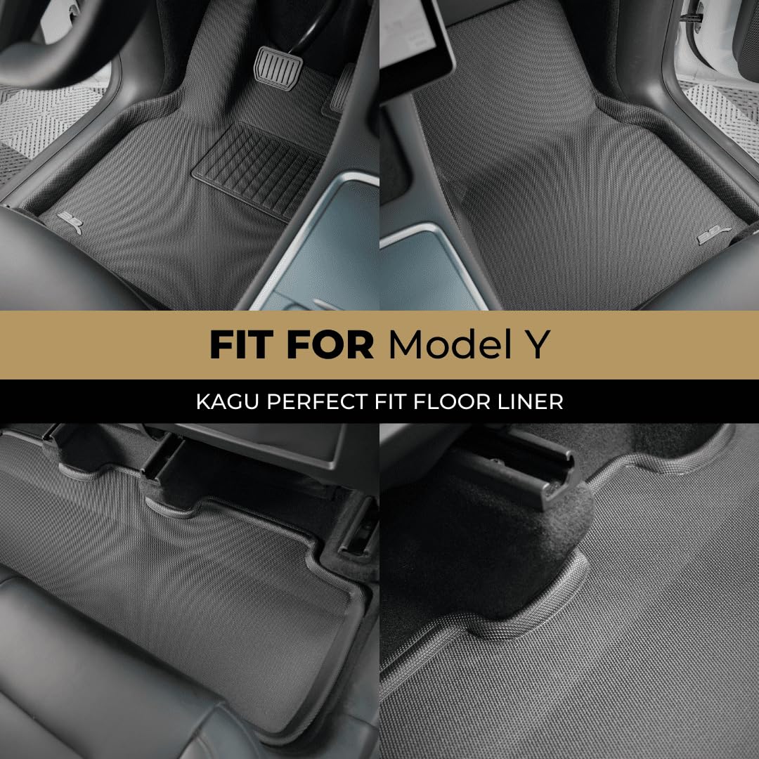 3D MAXpider Custom Fit Kagu Floor Mat (Black) Compatible with Tesla Model Y 2021-2025 - R1 R2