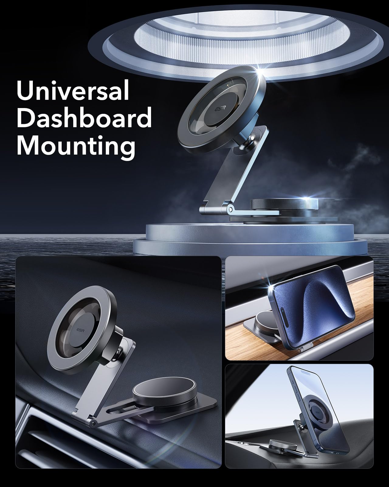 ESR for MagSafe Car Mount, Foldable Dashboard/Tesla Magnetic Car Mount,Tesla Touchscreen Car Phone Holder Mount, Magnetic Phone Holder for Car, for iPhone 16/15/14/13/12, S25, Charging Not Supported