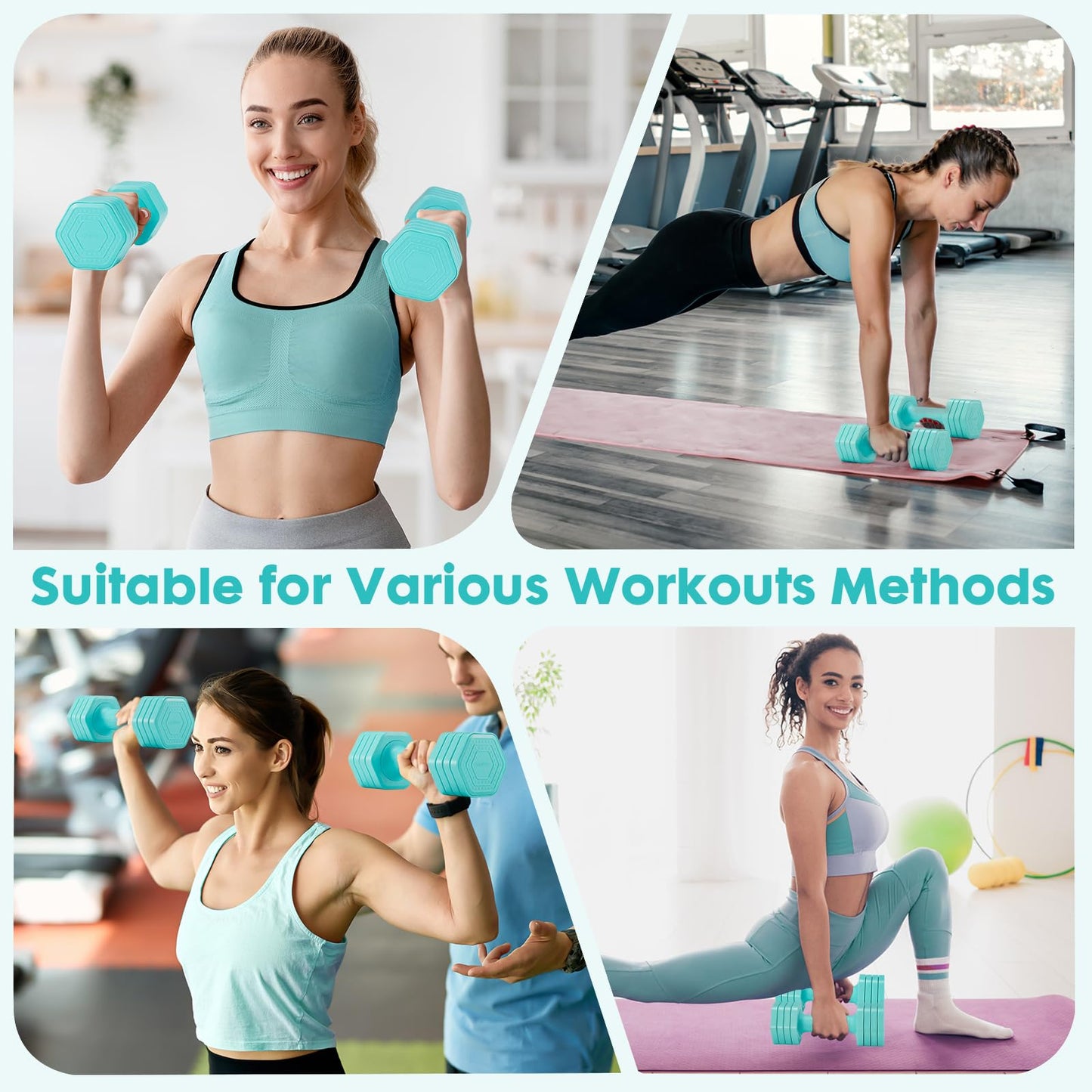 EQUIPRO Adjustable Dumbbell Set, 4 in 1 Weights for Women at Home, Hand Weights Dumbbells for Women, Each 2lb 3lb 4lb 5lb Fast Adjust Weight with Soft TPU Handle for Home Gym Exercise Training