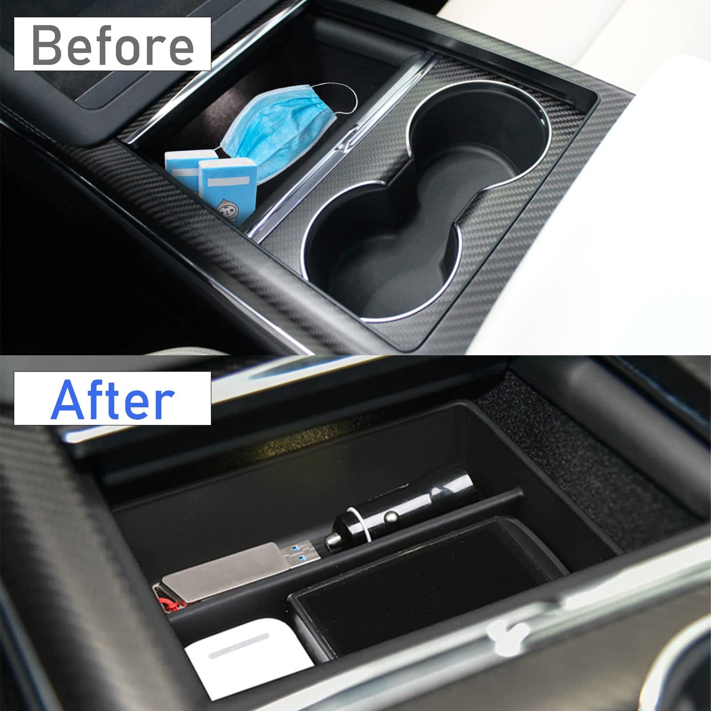 Jaronx Compatible with Tesla Model S/X Console Organizer 2021-2025, Refresh Center Console Storage for Model X/S Plaid/Long Range, Silicone Organizers Tray for Tesla X/S Accessories
