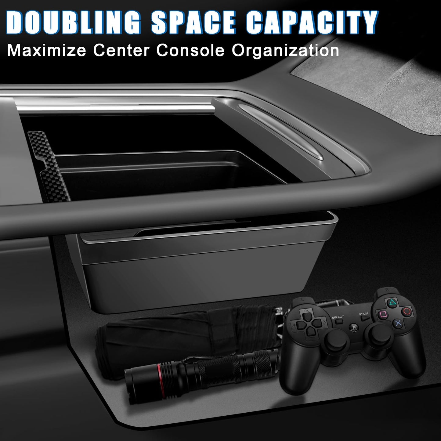 XINTUO 5Pcs Center Console Organizer Tray Compatible for Tesla Model Y Accessories 2024-2021 Armrest Hidden Drawer Storage Box Cup Holder (Not Compatible for Model 3 Highland & Model y Juniper)