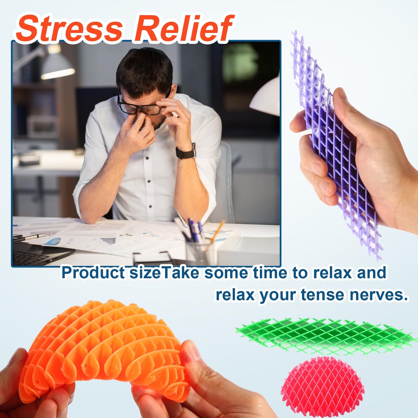 5 Pack Mini Fidget Worm Toys for Kids 8-12, Elastic Mesh Toys, Stress Relief Sensory Toys, 3D Bulk Fidget Toys for Adults Party Favors