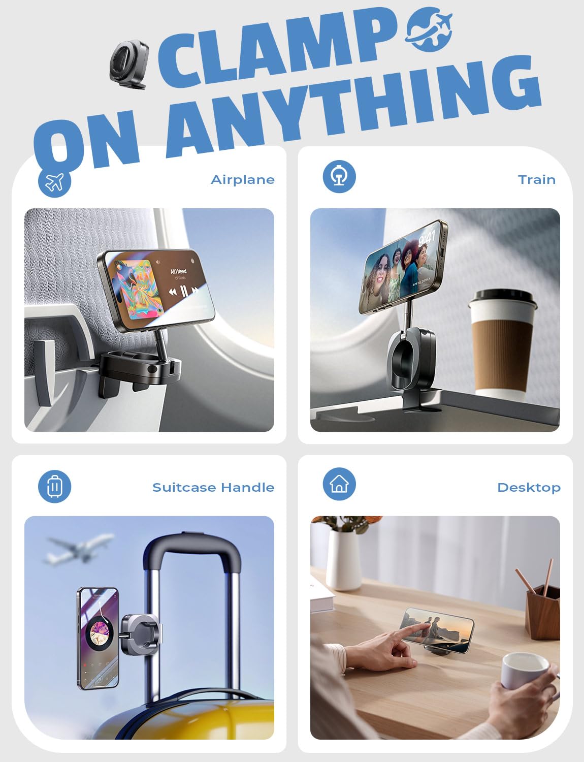 LISEN Airplane Phone Holder Travel Essentials for Women Long Flight Essentials Must Haves Handsfree for MagSafe Travel Accessories Phone Stand Cruise Essentials 2025 iPhone Stand for Video Recording