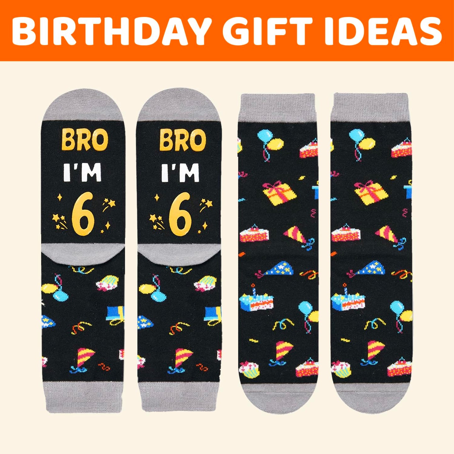 HAPPYPOP 6th Birthday Gifts Ideas for Boys - Socks for Kids Age 6, Gifts for Six Year Olds, Presents for 6 Year Old Boys, Happy Birthday Gift Box with Greeting Card