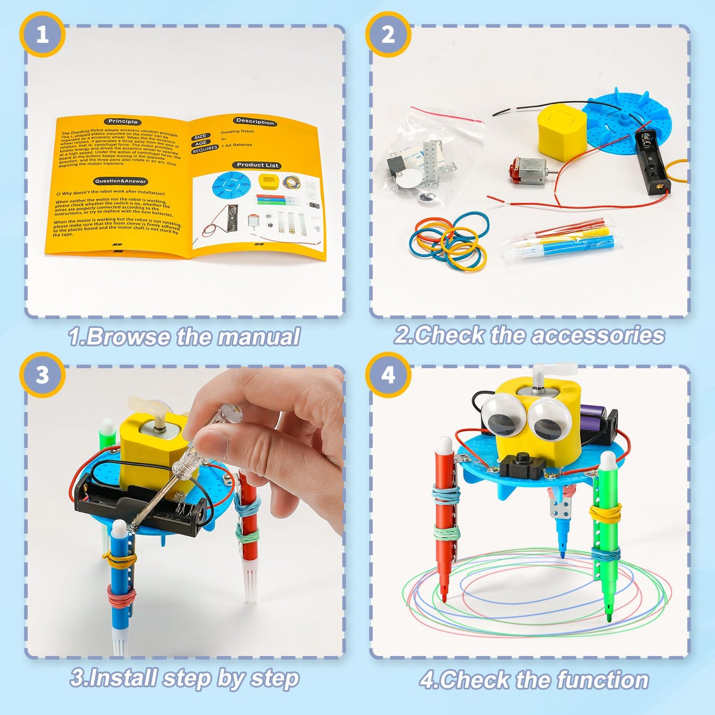 STEM Robotics Kits for Kids Age 8-12 8-10, Science Kits for Kids 5-7, STEM Toys for Boys Age 6 7 8 9 10 12 13 14 Girls Boys Birthday Gifts, Robot Building Crafts 6-8 Engineering Motor Set