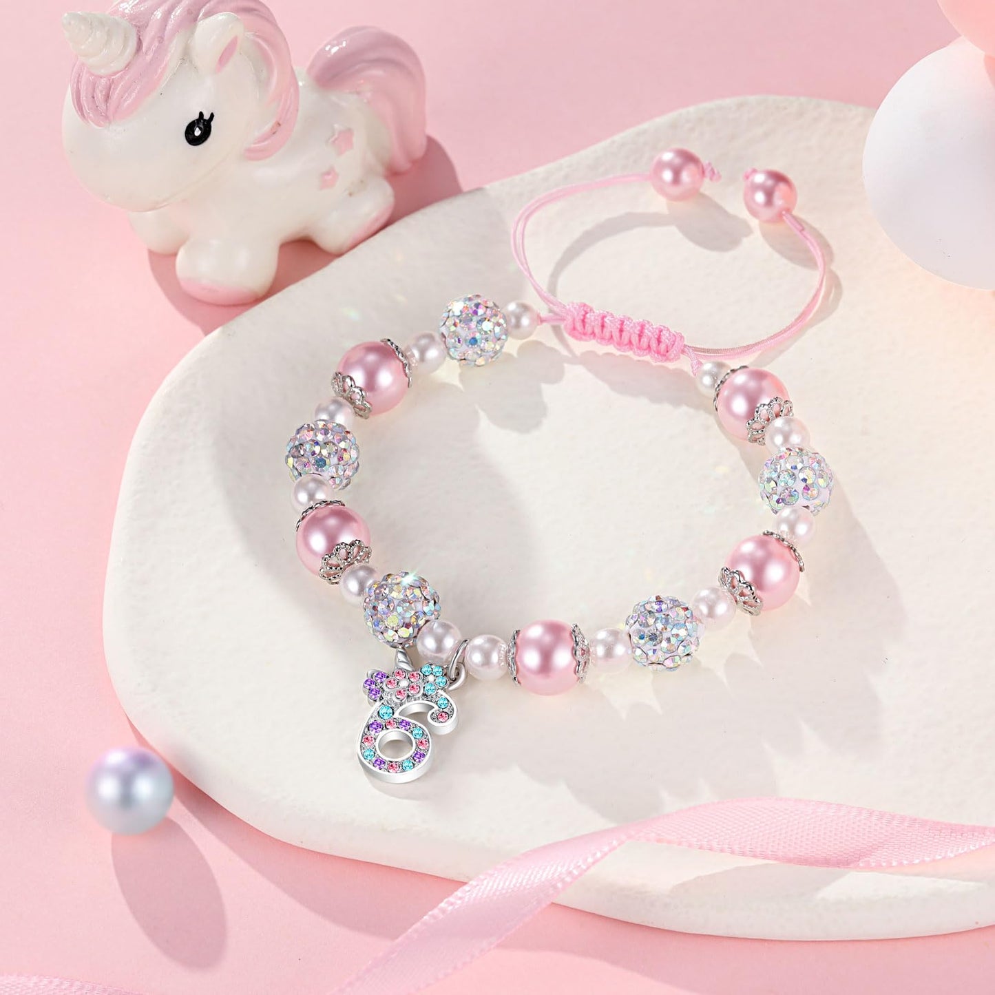 UPROMI 6 Year Old Girl Birthday Gifts, 6th Unicorn Birthday Decorations Party Favors Best Presents for 6 Year Old Girl Bracelet