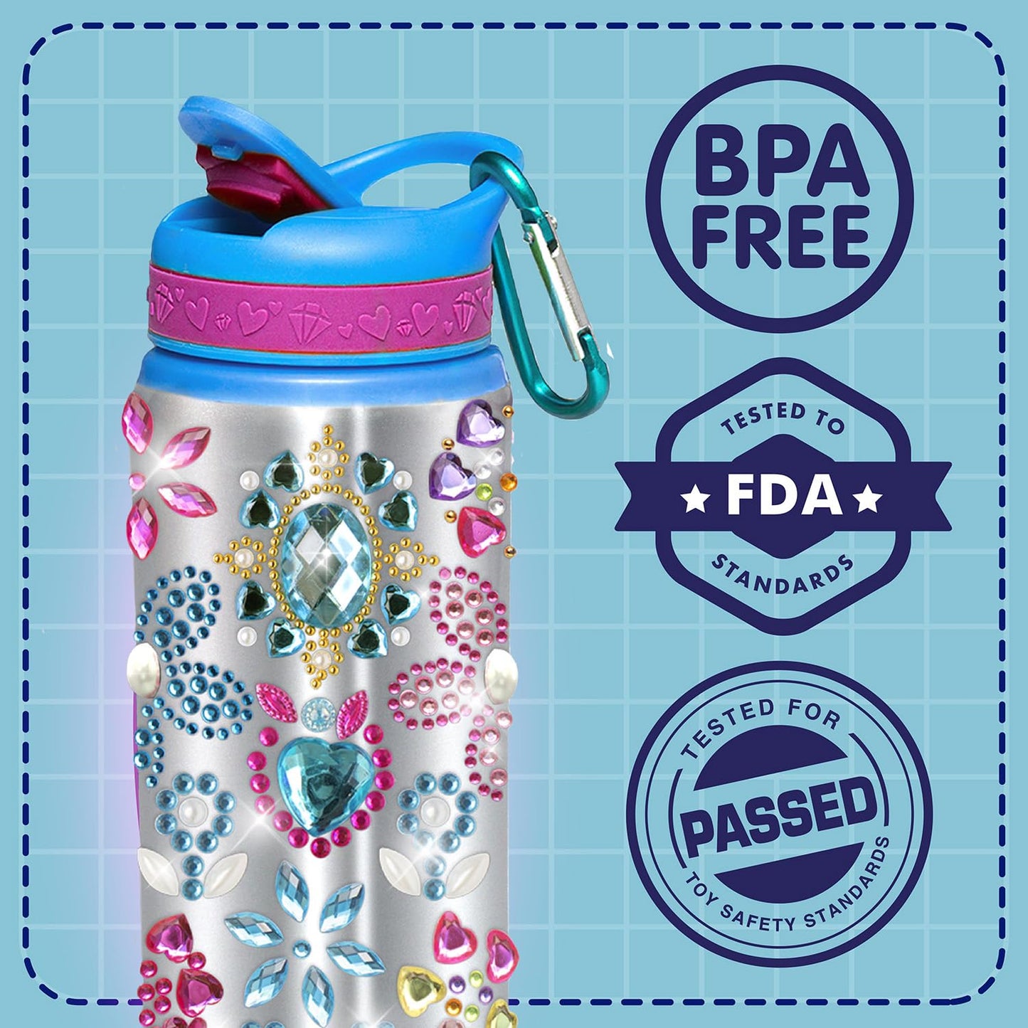 PURPLE LADYBUG Decorate Your Own Water Bottle for Girls - Easter Gifts for Kids, Gifts for Girls 5-10 Years Old, Birthday Gift Ideas, Fun DIY Activity Crafts for Kids, Great Gift for Little Girl