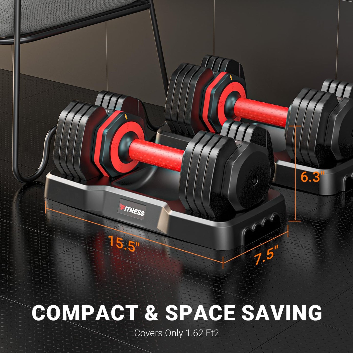 Rendpas Adjustable Dumbbells Set of 2, Select Weight Dumbbell Set, 5 in 1 Free Dumbbell Set with Anti-Slip Texture Handle, Weight Set For Home Gym Suit both Men and Women (25lb 2pcs)