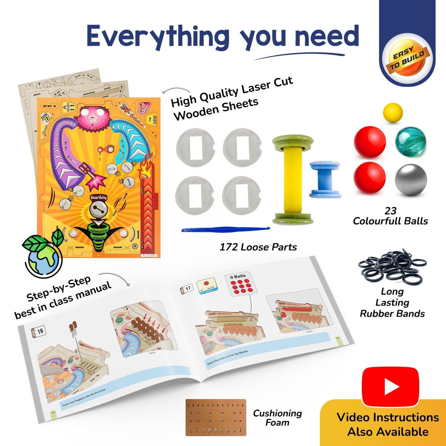 Smartivity DIY Pinball Machine Toy for Ages 8-99 Year Old | Award Winning Arcade Game | Birthday Gift Ideas for Kids & Adults | STEM Toy for Boys & Girls I Fun Family & Party Game