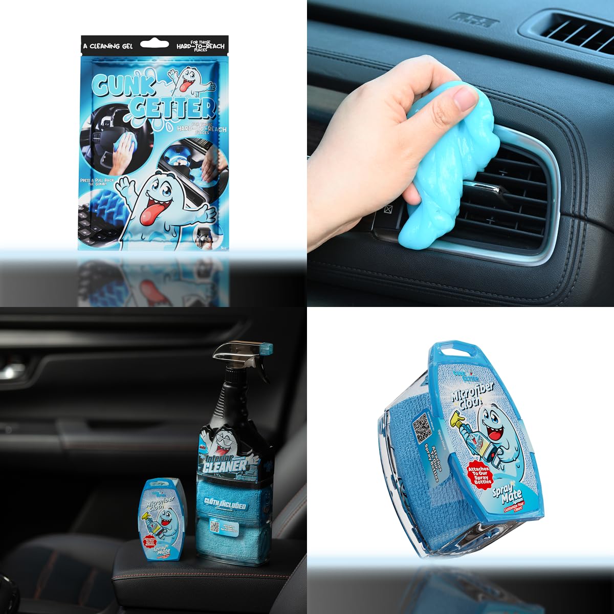 Gunk Getter Car Cleaning Kit - Car Accessories for Interior and Exterior Cleaning, Glass Cleaner, Car Wipes, Auto Essentials
