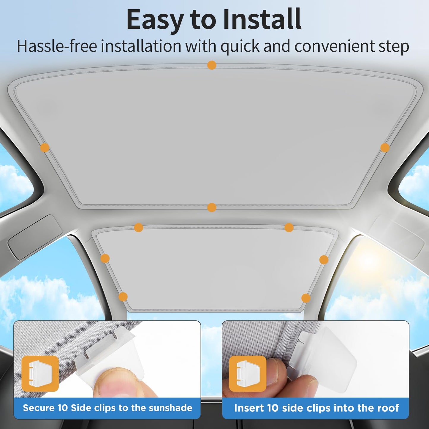 TSLDRV 2025 Upgrade Sunshade Roof for Tesla Model 3 Highland 2024 2025 [No-Gap/Sag-Free] Heat Insulation Glass Roof Sunshade Sunroof for Tesla Model 3 Accessories 2025 2024 Gray