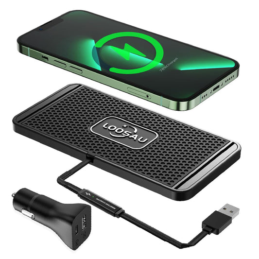 LOOSAU Wireless car Charger Charging pad 15w Non Slip FastCharger for car Wireless Phone Charger for Android for iPhone 11/12/13/14/15/16 Pro Max Xs,Samsung Galaxy S20, S10+ Note 9，LG