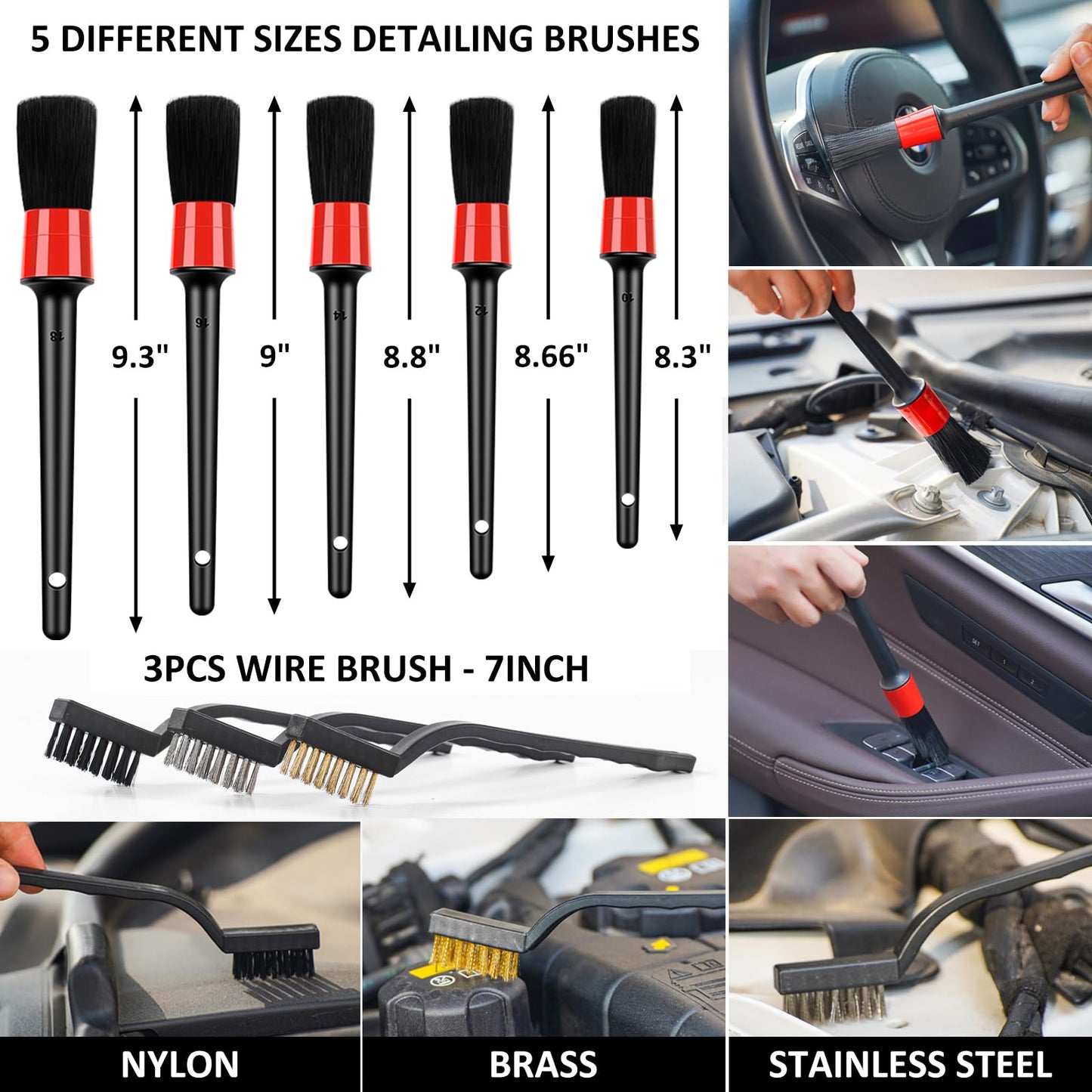 AUTODECO 44Pcs Car Wash Detailing Kit Cleaning Kits with Foam Gun Sprayer Wash Mop with Long Handle Collapsible Bucket Large Wash Mitt Towels Complete Interior Exterior Car Washing Supply Set Black