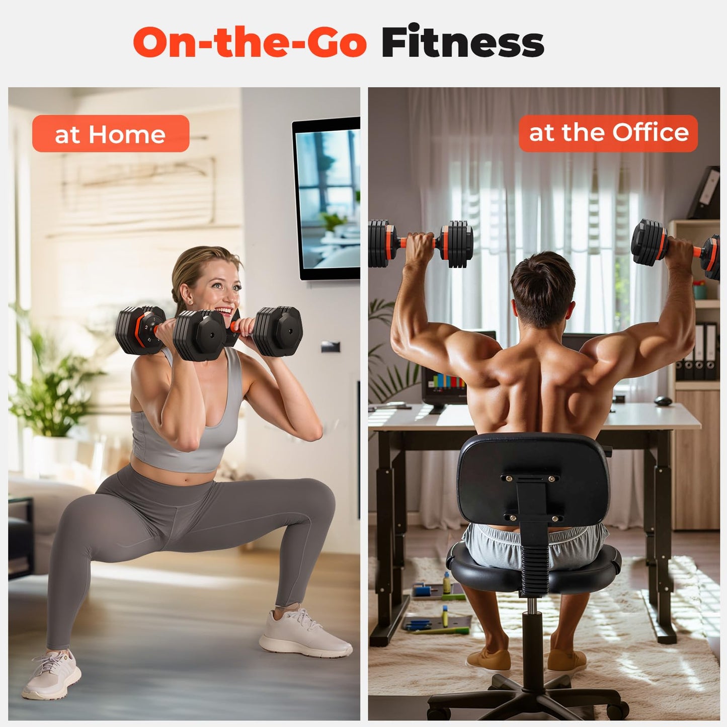 Adjustable Dumbbell Set 25LB, 5/10/15/20/25lbs, Anti-Slip Handle for Exercise Fitness Workout