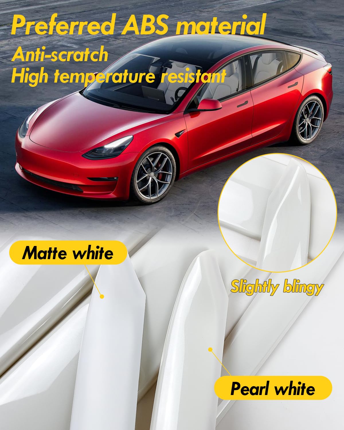KKTR-CAR Dashboard Cover Wrap and Front Door Inner Armrest Panel Cover Trim Compatible with Tesla Model 3 2021-2023 Model y 2020-2025,NOT for Performance (Pearl White, 4pcs)