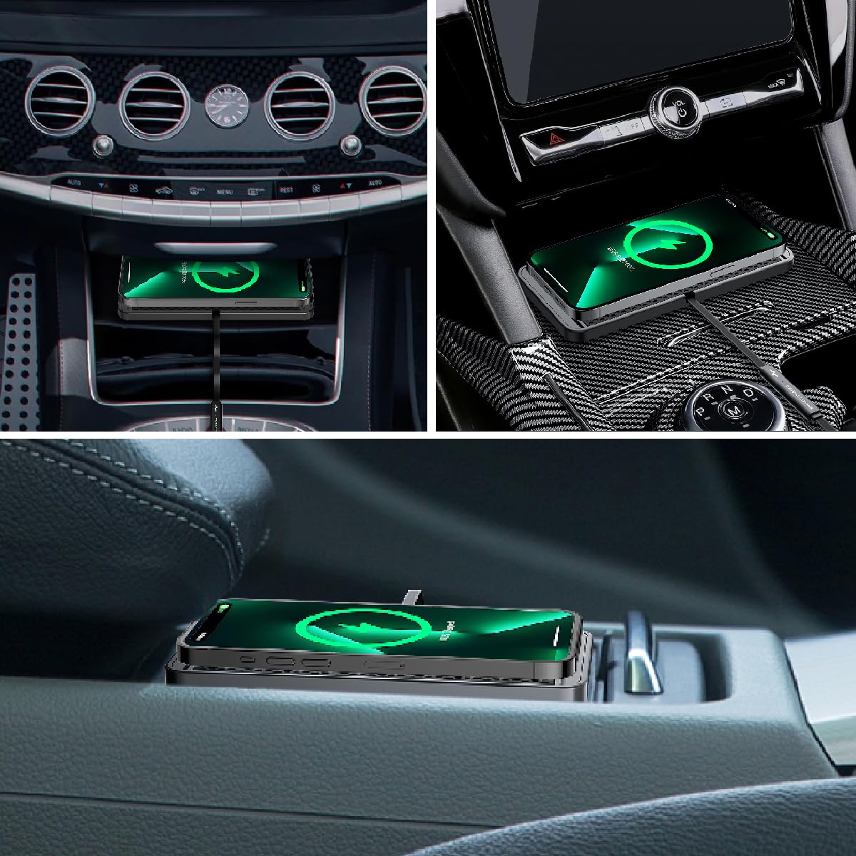 LOOSAU Wireless car Charger Charging pad 15w Non Slip FastCharger for car Wireless Phone Charger for Android for iPhone 11/12/13/14/15/16 Pro Max Xs,Samsung Galaxy S20, S10+ Note 9，LG