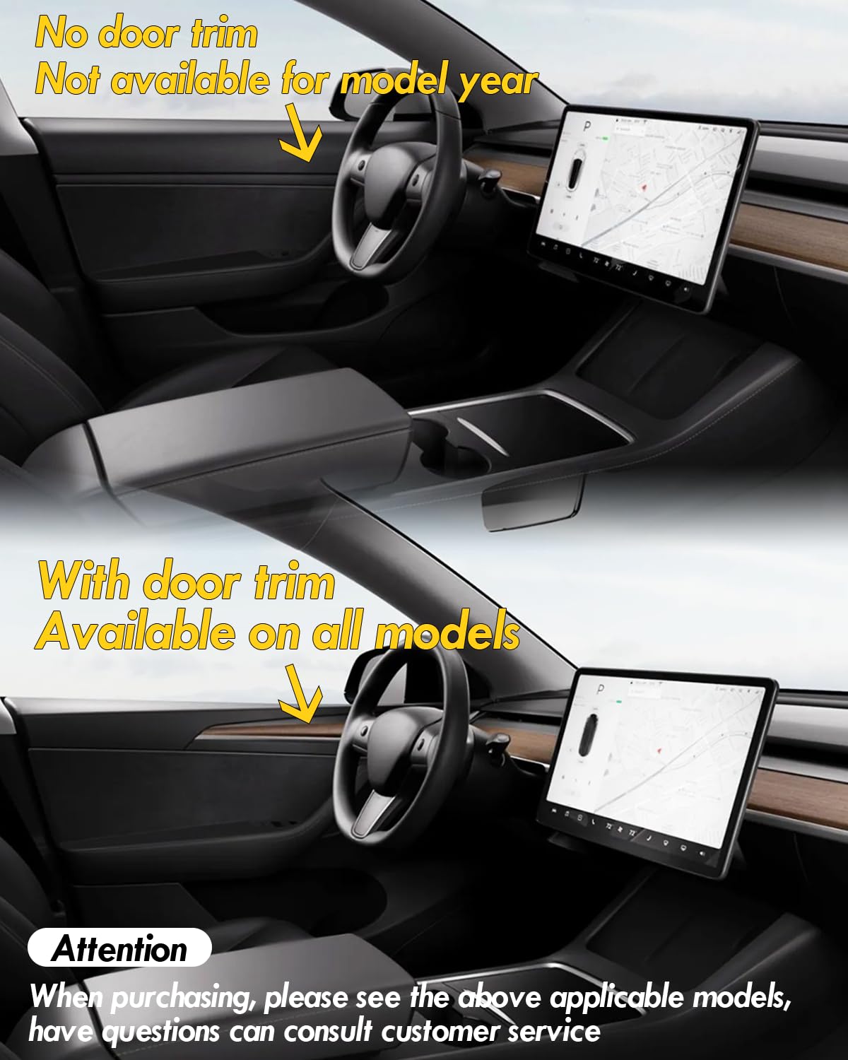KKTR-CAR Dashboard Cover Wrap and Front Door Inner Armrest Panel Cover Trim Compatible with Tesla Model 3 2021-2023 Model y 2020-2025,NOT for Performance (Pearl White, 4pcs)
