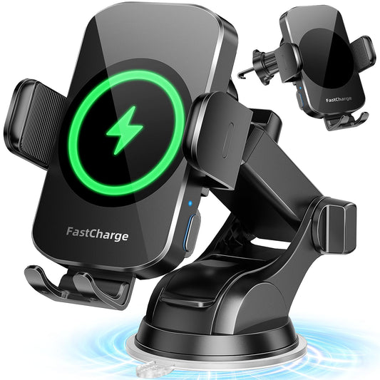 BothLin Wireless Car Charger, Fast Charging Phone Holder 3 in 1 Phone Mount Auto Clamping Car Accessories Compatible with iPhone 16 15 14 13 12 11 Xs XR, Samsung S23 Ultra S22 S21 S20/S10+ S9+ Note 9