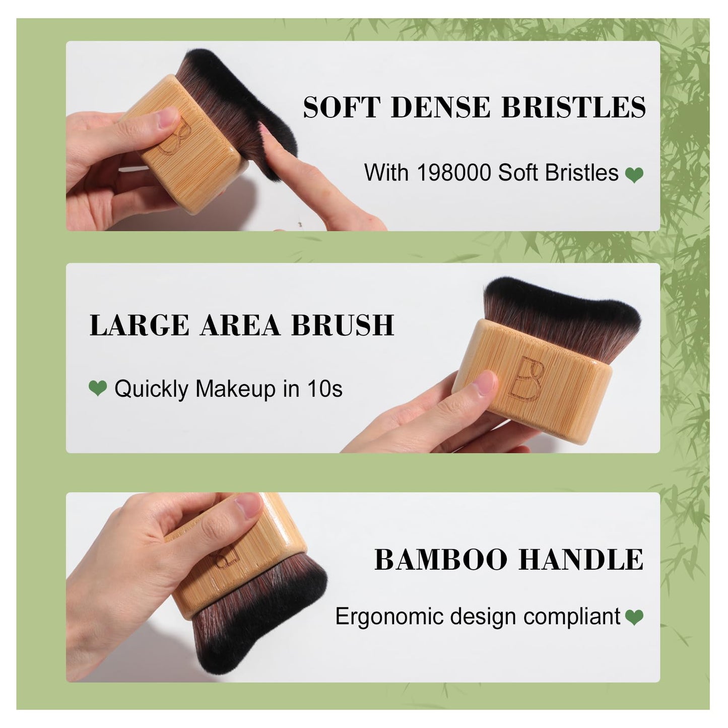 BS-MALL Self Tanning Body Brush Makeup Brushes Set of 2 | Eco-Friendly Natural Bamboo Handles | Ultra-Soft Synthetic Bristles | Perfect for Face & Body Application Perfect for Travel