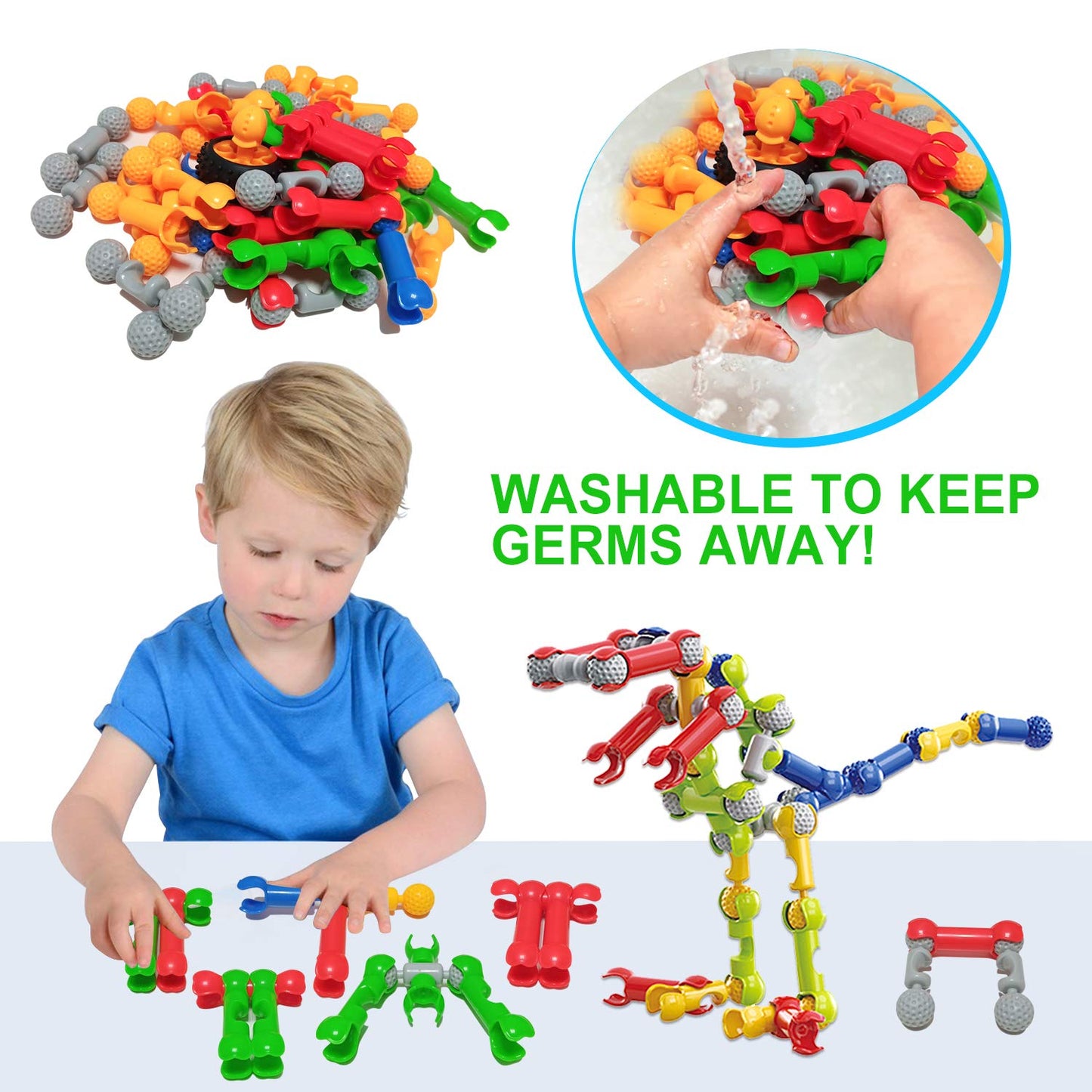 Huaker Stem Building Toys for 3 4 5 6 7 8 Year Old Boys Girls Kids,125 Pieces Building Blocks Educational Learning Toys with Large Storage Box,Ideal Christmas Birthday Gifts