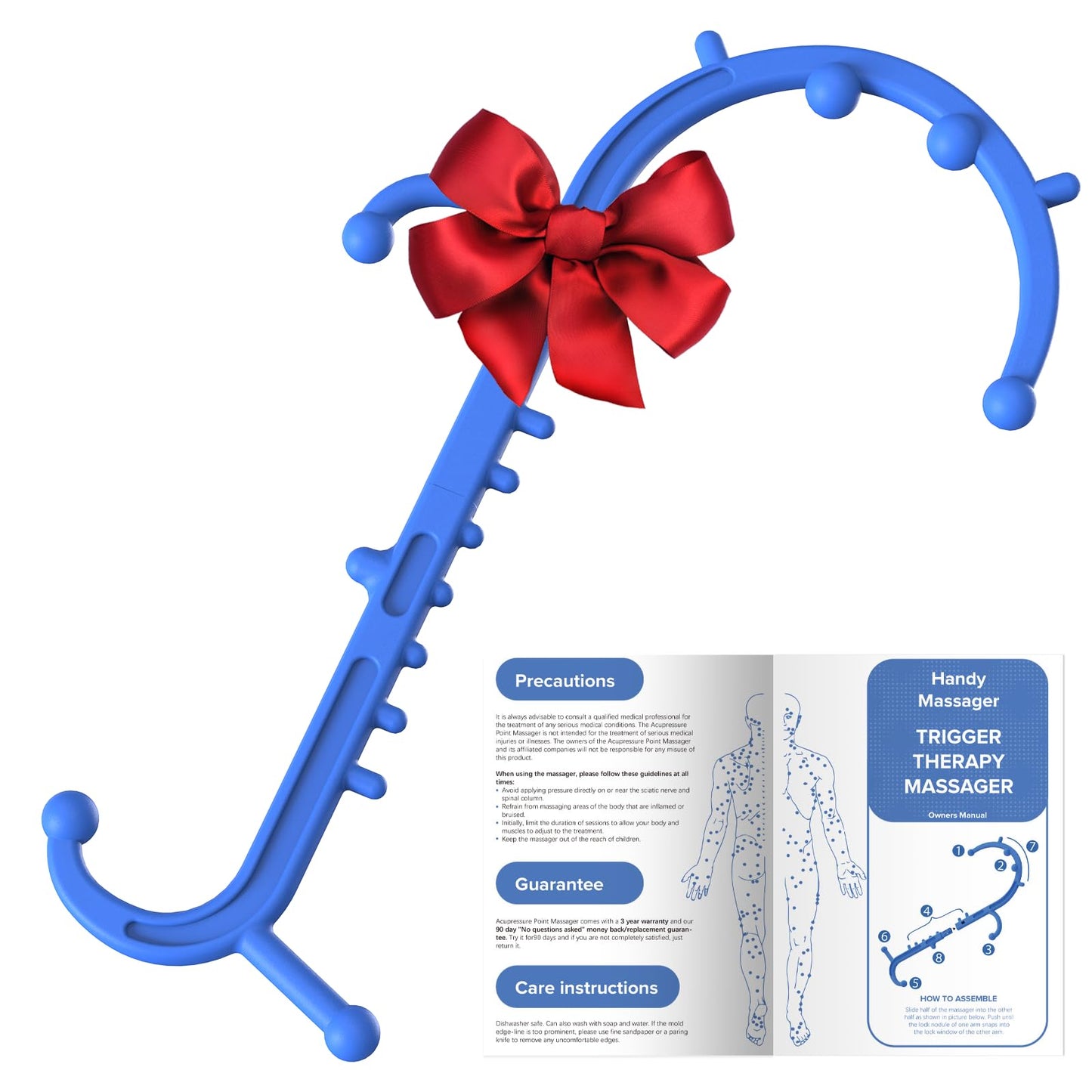 Ranarose Back and Neck Massager, Full Body Trigger Point Massage Tool, Massage Stick for Pain Relief, Pressure Point Massage Tool, Massage Cane, Massage Hook, Muscle Knot Remover (Blue)