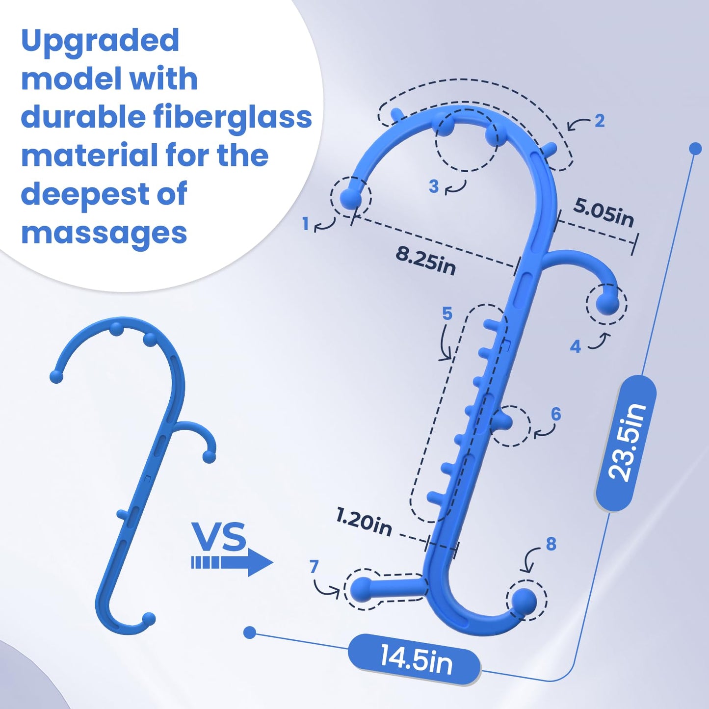 Ranarose Back and Neck Massager, Full Body Trigger Point Massage Tool, Massage Stick for Pain Relief, Pressure Point Massage Tool, Massage Cane, Massage Hook, Muscle Knot Remover (Blue)