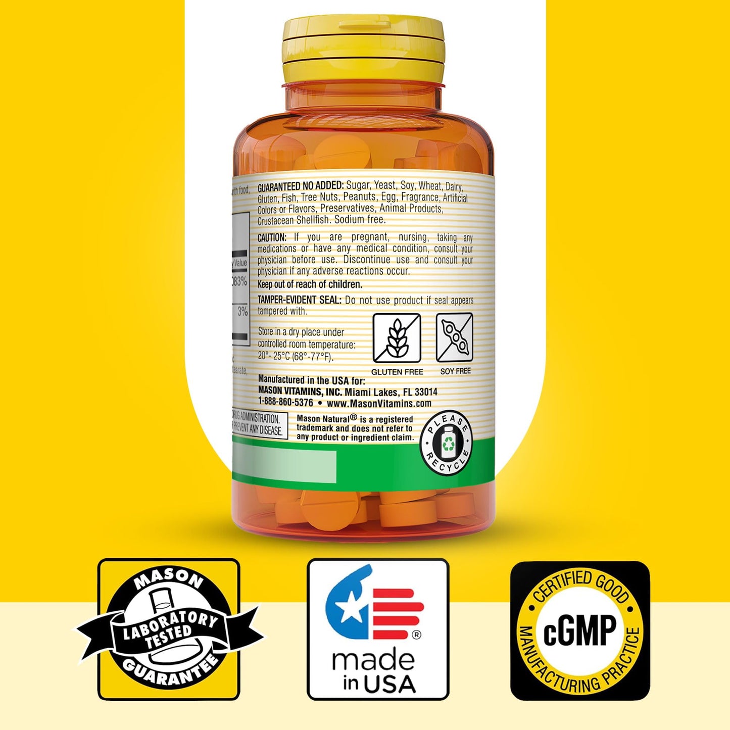 MASON NATURAL Vitamin B12 50 mcg with Calcium, 100-Day Supply, Dietary Supplement to Support Natural Energy Levels, 100 Tablets (Pack of 1)