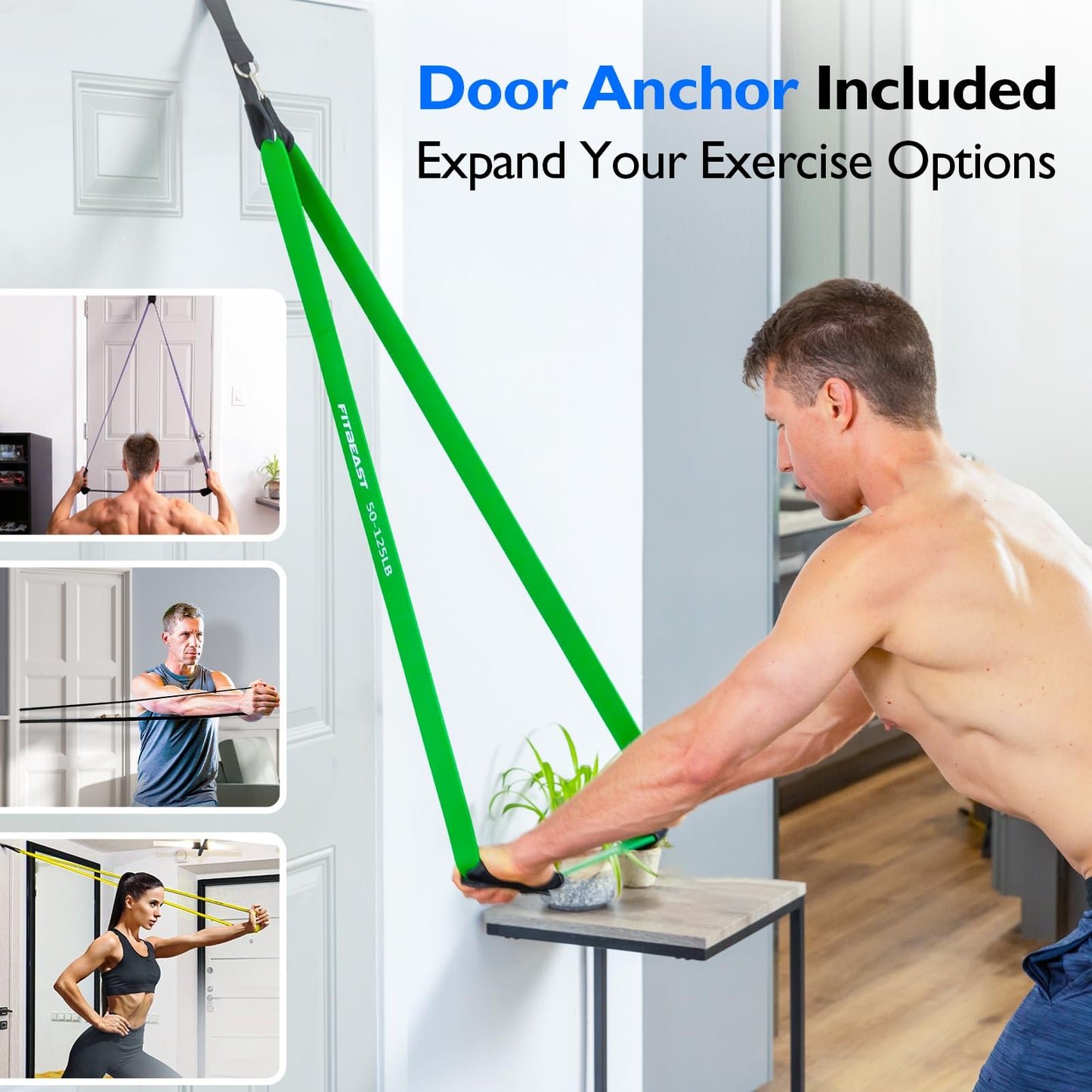 FitBeast Resistance Bands Set, 5 Different Levels, Pull Up Assist Bands for Strength Training, Crossfit, Powerlifting, Muscle Toning, Mobility Exercises, Full-Body Workout (Vibrant 5-125 lbs)