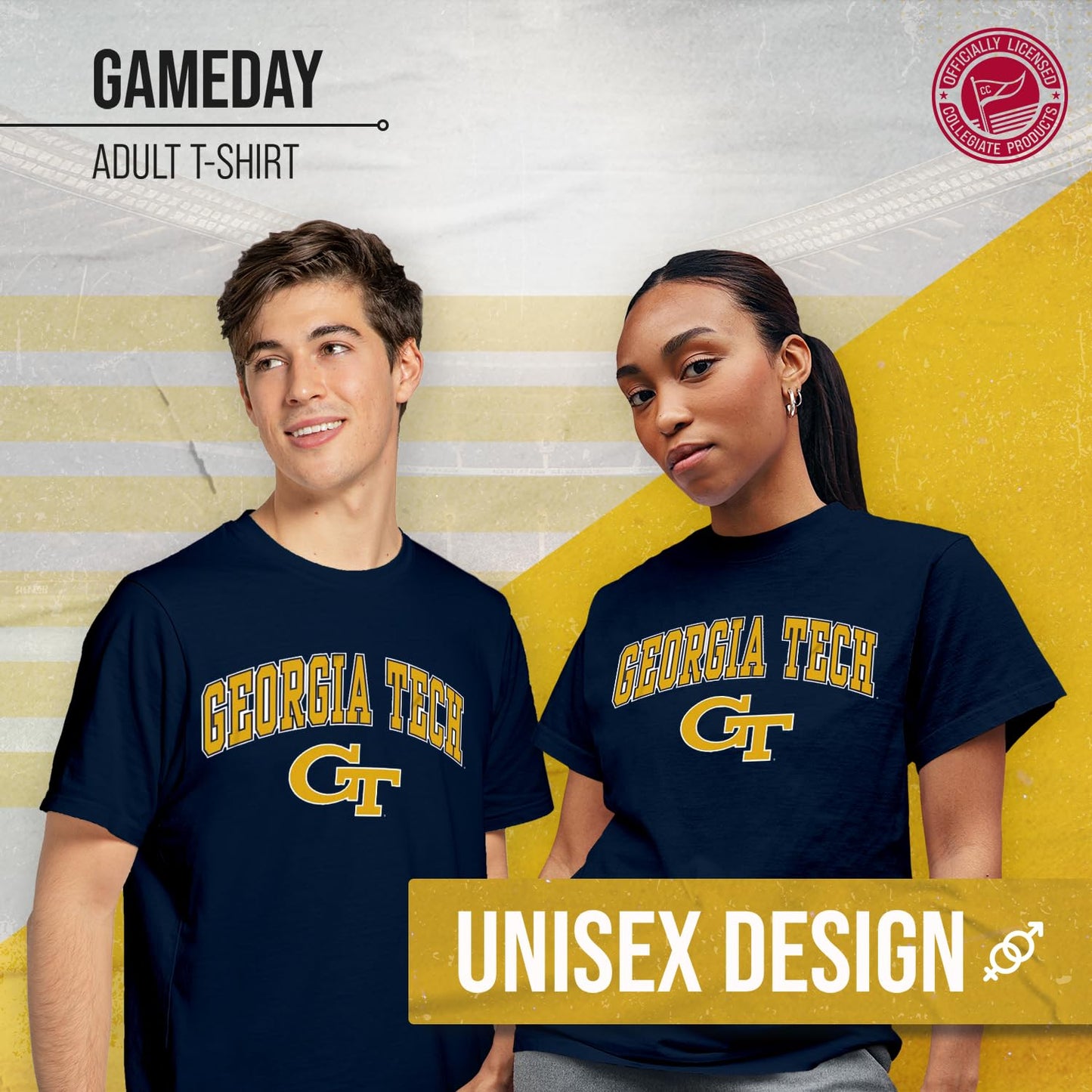 Campus Colors NCAA Adult Gameday Cotton T-Shirt - Premium Quality - Semi-Fitted Style - Officially Licensed Product (Georgia Tech Yellowjackets - Navy, Small)