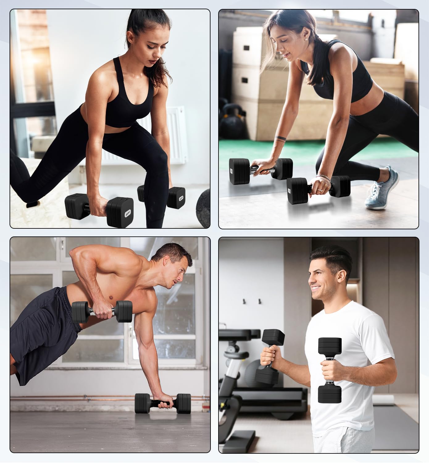 20LBS Adjustable Dumbbell Set, 4 in 1 Free Weights Dumbbells Set for Women Men Hand Weights Sets Adjust Dumbbell Weight Sets for Home Gym Exercise Workout Strength Training Equipments, Black