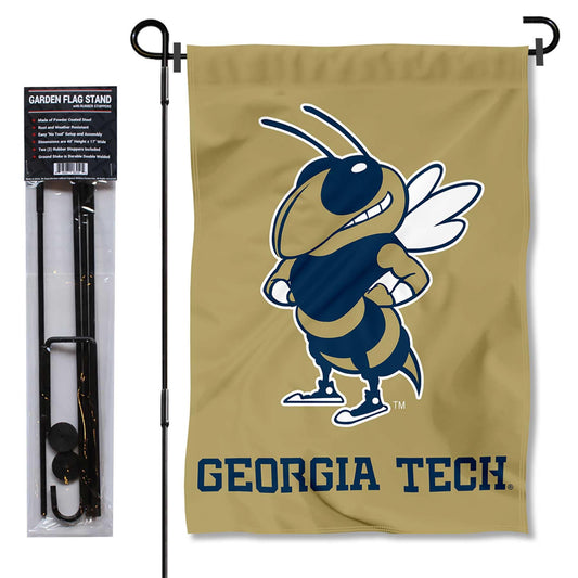 College Flags & Banners Co. Georgia Tech Yellow Jackets Garden Flag with Pole Stand Holder