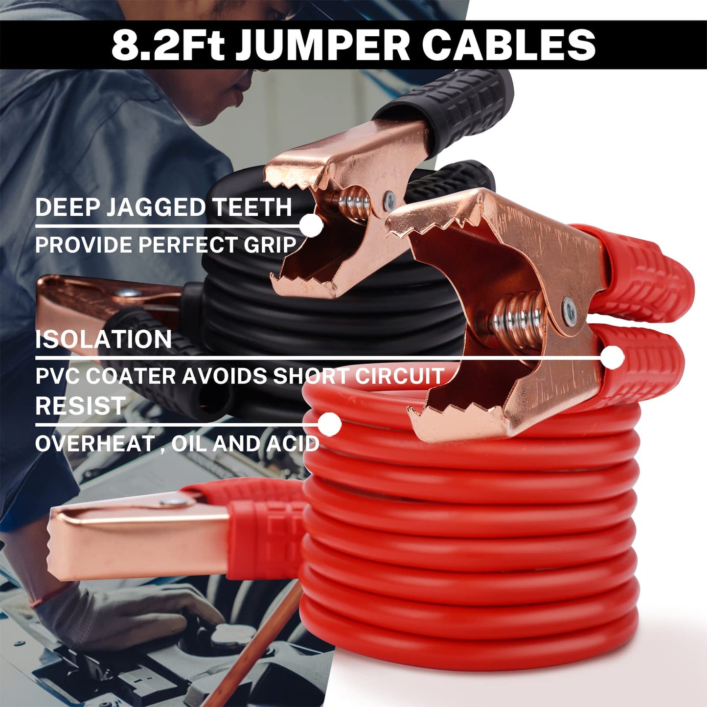Car Emergency Kit with Battery Jumper Cables,Car Accessories for Men or Women,Emergency Car Kit,Roadside Automotive Safety Kit for Car,Vehicle,Truck or SUV,Gifts for Men or Him,Black