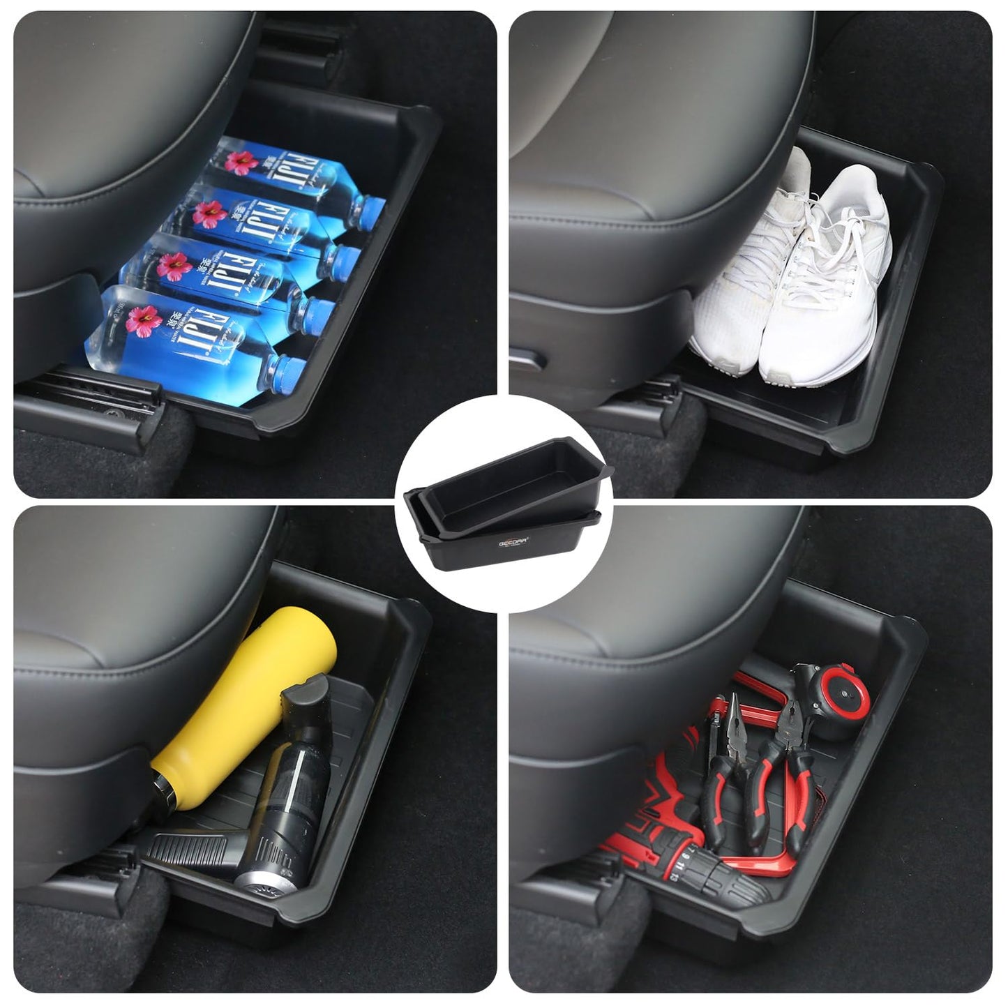 GEEDAR Under Seat Storage Box Organizer for Tesla Model Y (1 pack), Upgraded ABS + TPE Double Layer Hidden Storage Box, Washable Underseat Storage Organizer fit Tesla Model Y Accessories 2021-2024