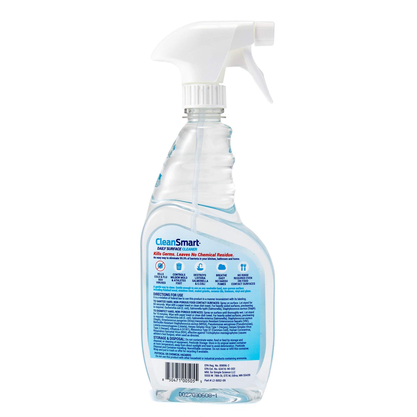 CleanSmart Daily Surface Cleaner and Pet-safe Disinfectant, Kills 99.9% of Viruses & Bacteria, 23 ounce Spray (pack of 2)
