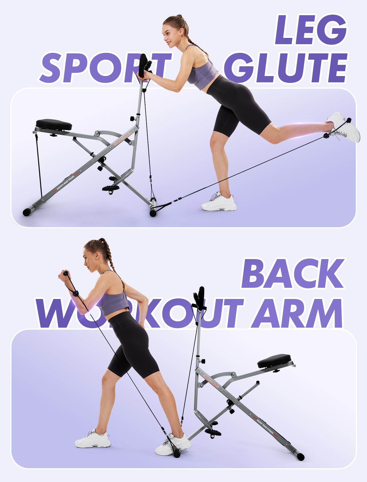 Sportsroyals Squat Machine for Home,Rodeo Core Exercise Machine,330lbs Foldable,Adjustable 4 Resistance Bands,Ride & Rowing Machine for Botty Glutes Butt Thighs,Ab Back/Leg Press Hip Thrust