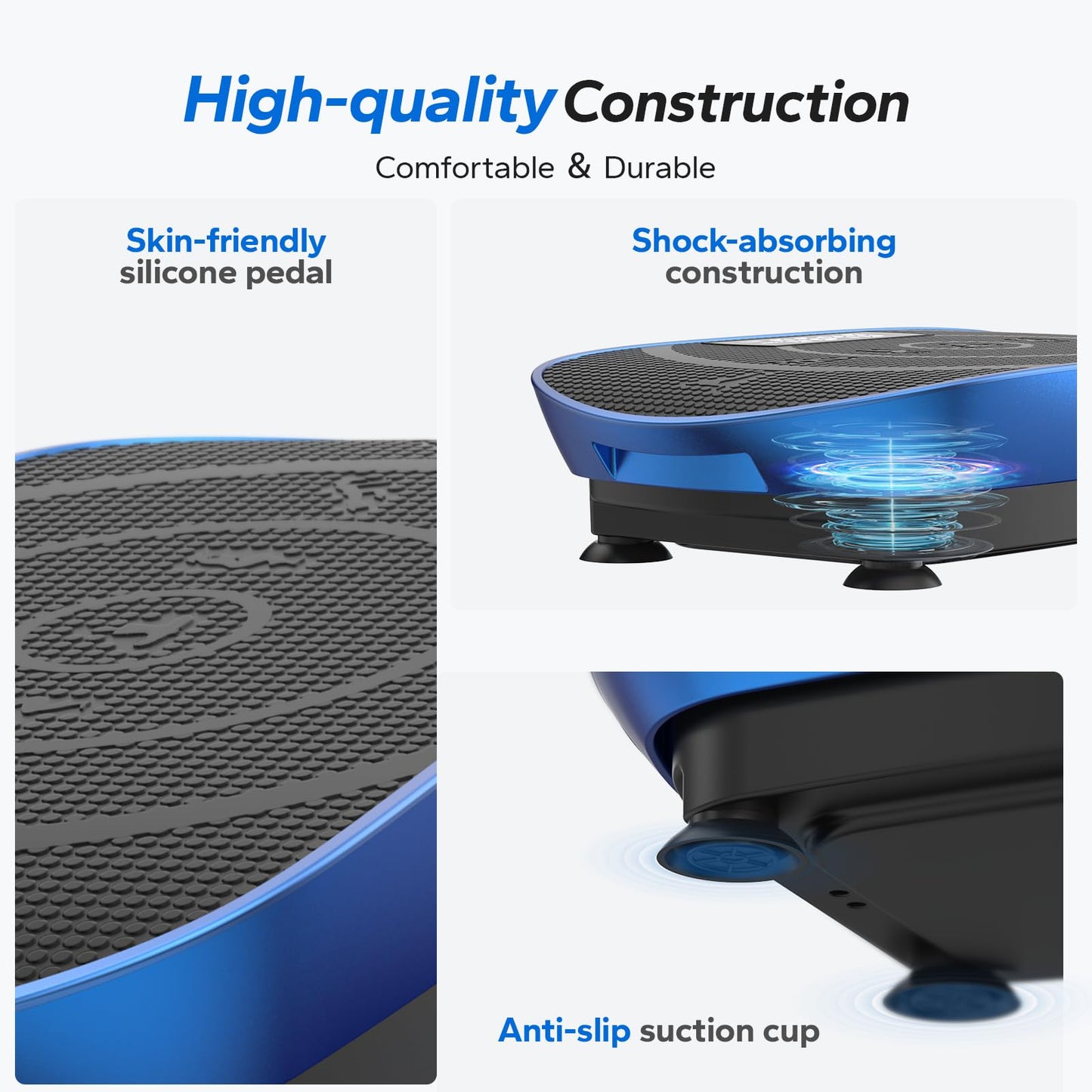 MERACH Vibration Plate Exercise Machine, Whole Body Workout Equipment for Women, Bluetooth and Silicone Pedal, Vibration Plate with Auto Mode, Vibrate Fitness Platform for Home (Blue)