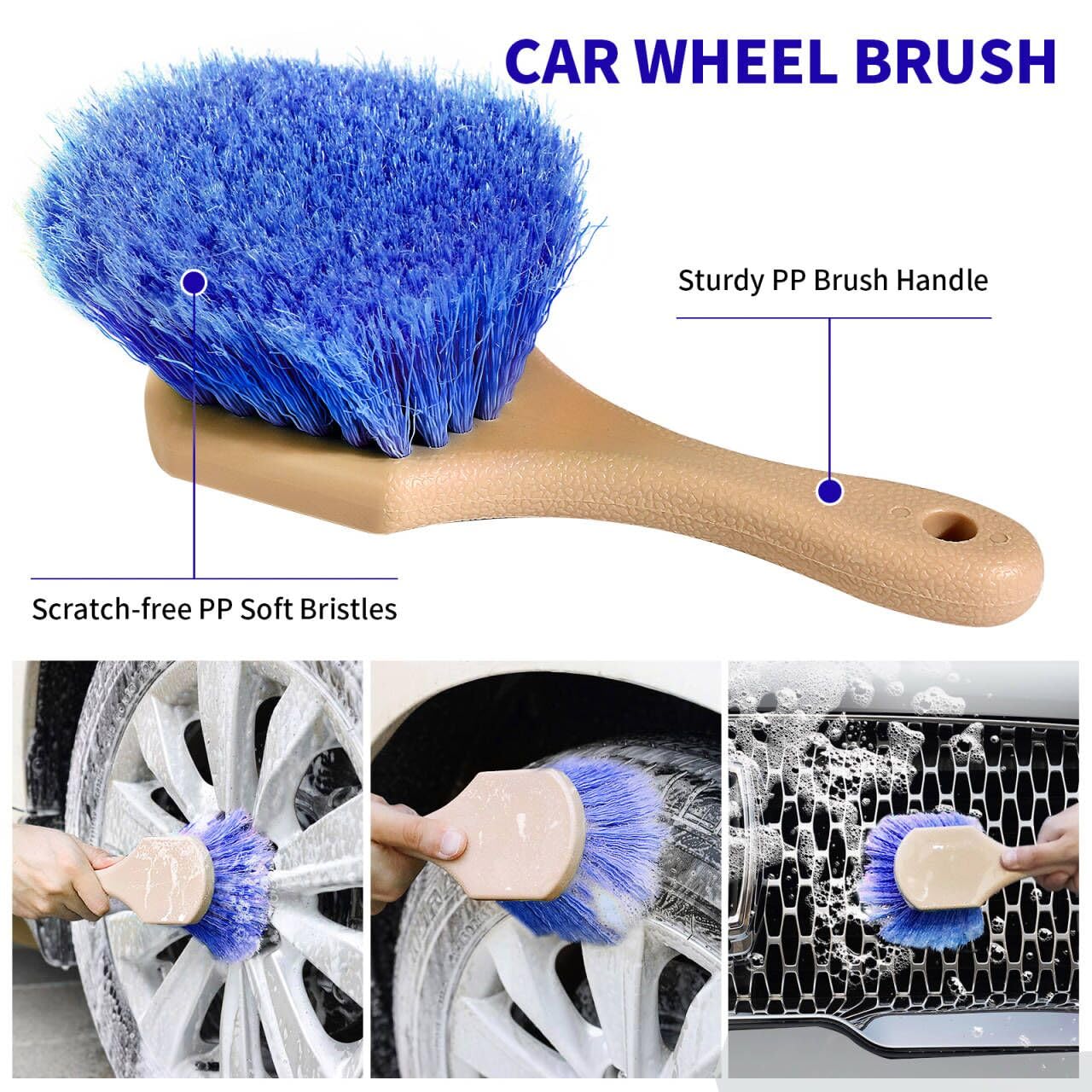 Wontolf 62'' Car Wash Brush with Long Handle Chenille Microfiber Car Wash Mop Mitt Car Cleaning Kit Windshield Window Squeegee Car Duster Microfiber Towels Wheel Tire Brush for Cars RV Truck Boat