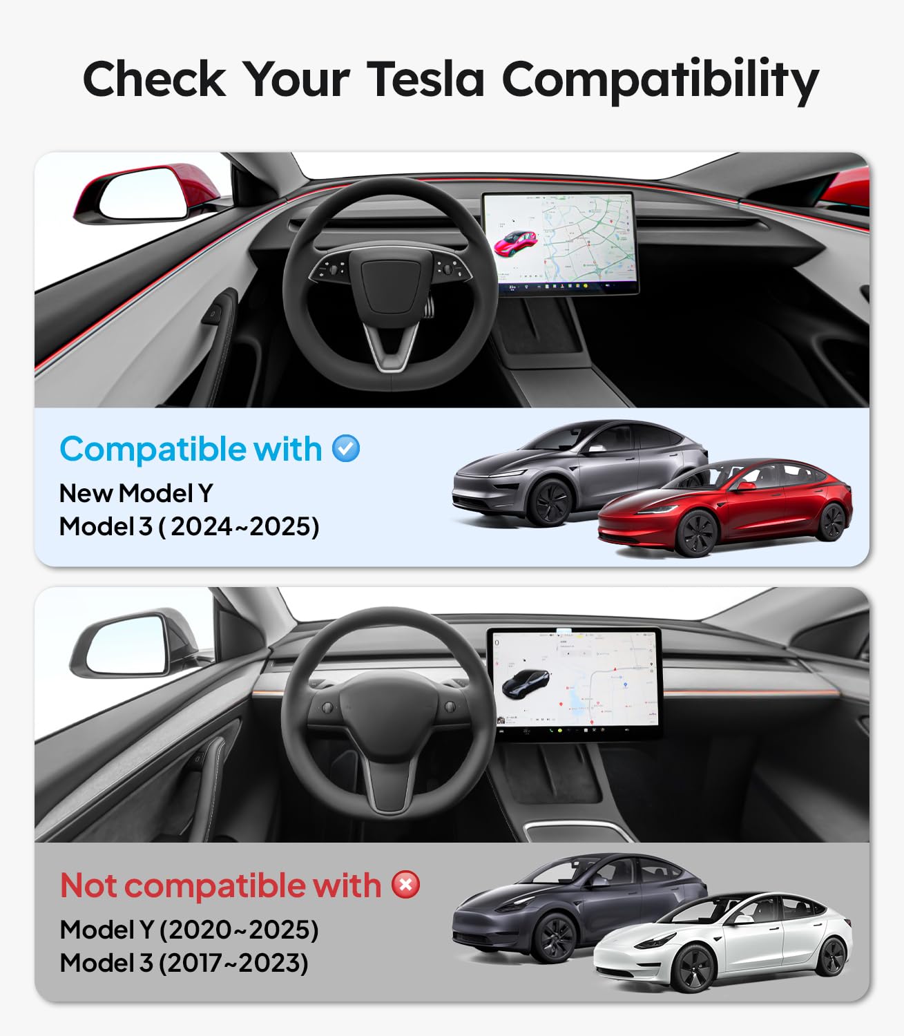 Wigoo Tesla New Model Y Juniper & Model 3 Screen Protector Matte [No Glare & Fingerprint] Model 3 (2024~2025)/New Model Y Juniper Accessories, Tempered Glass Protector Front/Rear Screen [2-Pack]